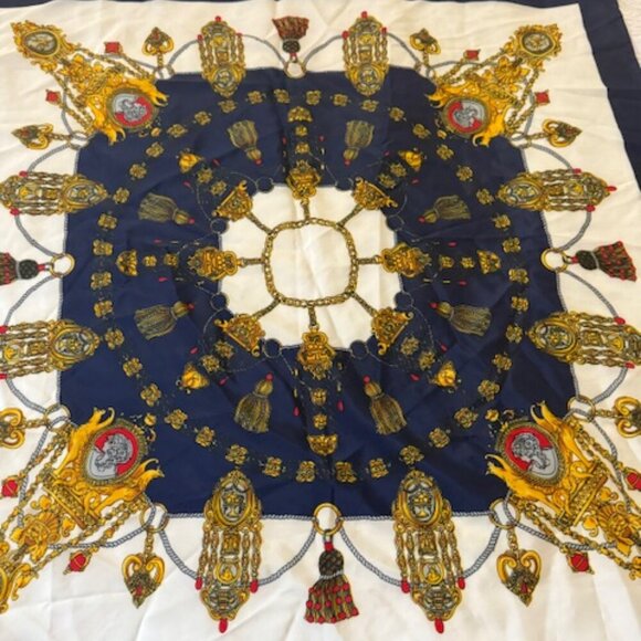 Hermes Paris Silk Scarf of Medallions and Tassels - Picture 4 of 6